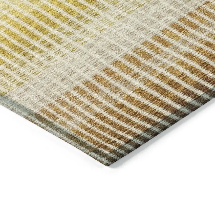 Copper Gray And Beige Striped Washable Indoor Outdoor Area Rug Photo 5
