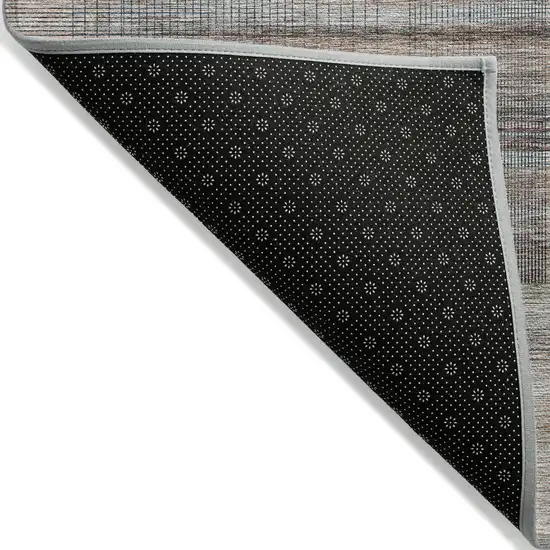 Copper Gray And Blue Striped Washable Indoor Outdoor Area Rug Photo 4
