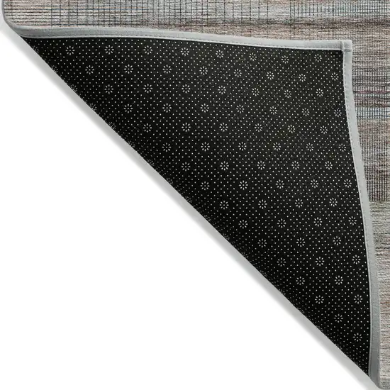 Copper Gray And Blue Striped Washable Indoor Outdoor Area Rug Photo 4