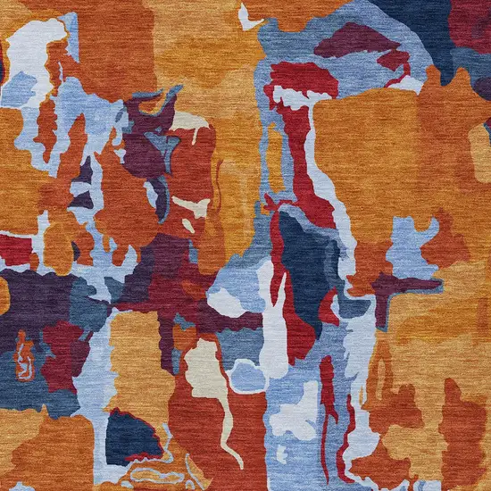 Copper Gray And Burgundy Abstract Washable Indoor Outdoor Area Rug Photo 6