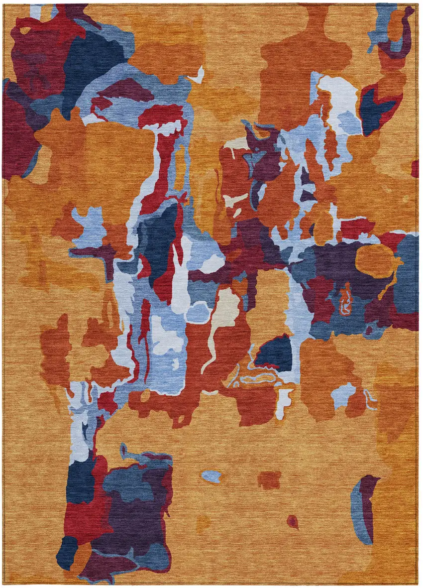 Copper Gray And Burgundy Abstract Washable Indoor Outdoor Area Rug Photo 8