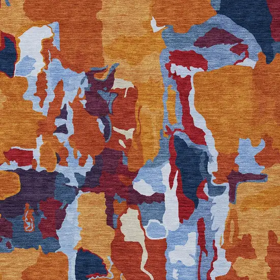 Copper Gray And Burgundy Abstract Washable Indoor Outdoor Area Rug Photo 6