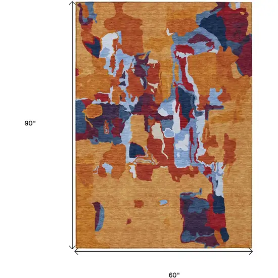 Copper Gray And Burgundy Abstract Washable Indoor Outdoor Area Rug Photo 3