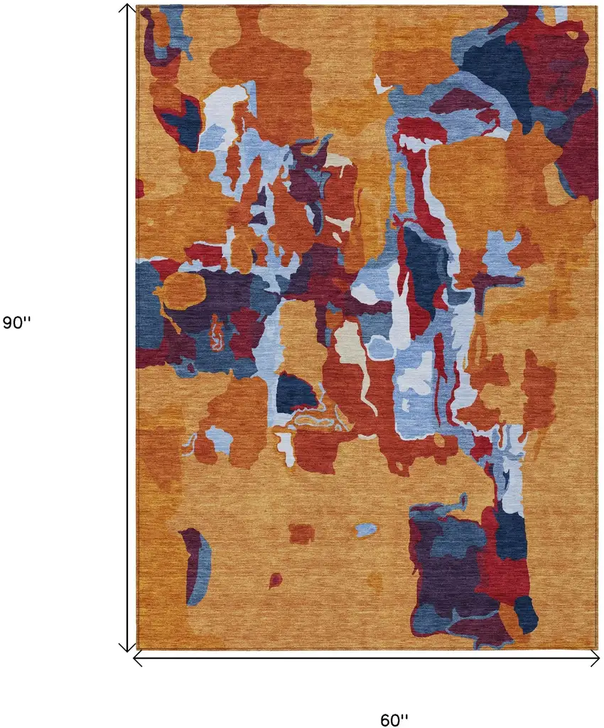 Copper Gray And Burgundy Abstract Washable Indoor Outdoor Area Rug Photo 3