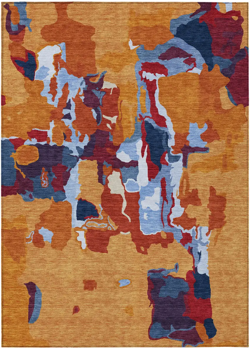 Copper Gray And Burgundy Abstract Washable Indoor Outdoor Area Rug Photo 2