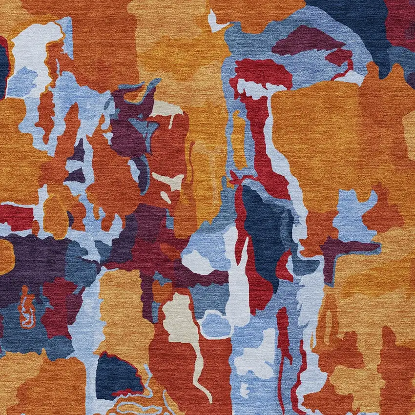 Copper Gray And Burgundy Abstract Washable Indoor Outdoor Area Rug Photo 6