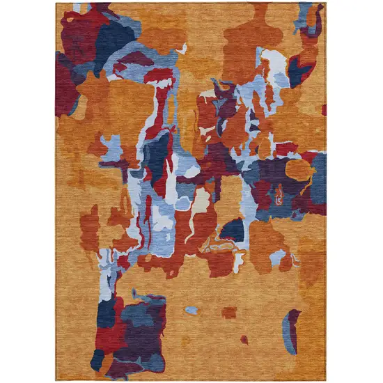 Copper Gray And Burgundy Abstract Washable Indoor Outdoor Area Rug Photo 8