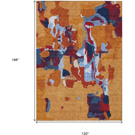 Copper Gray And Burgundy Abstract Washable Indoor Outdoor Area Rug Photo 3