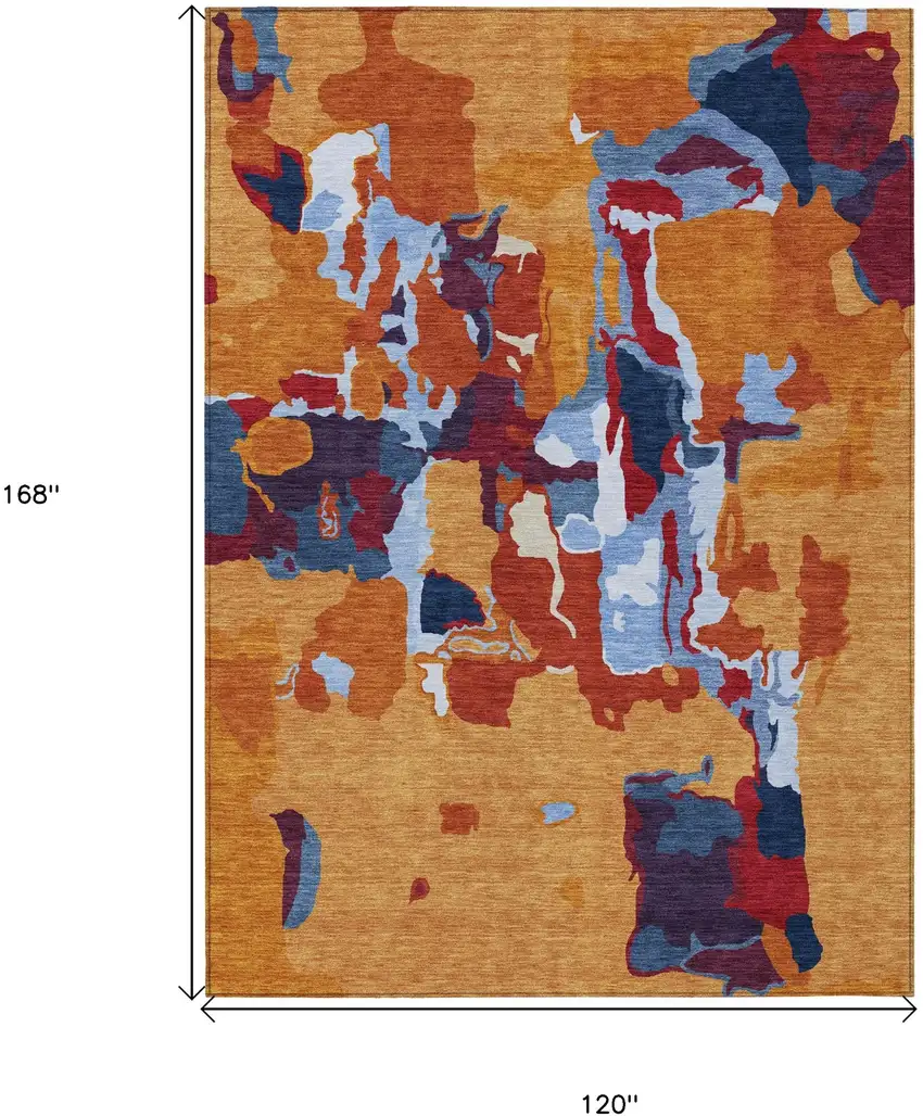 Copper Gray And Burgundy Abstract Washable Indoor Outdoor Area Rug Photo 3