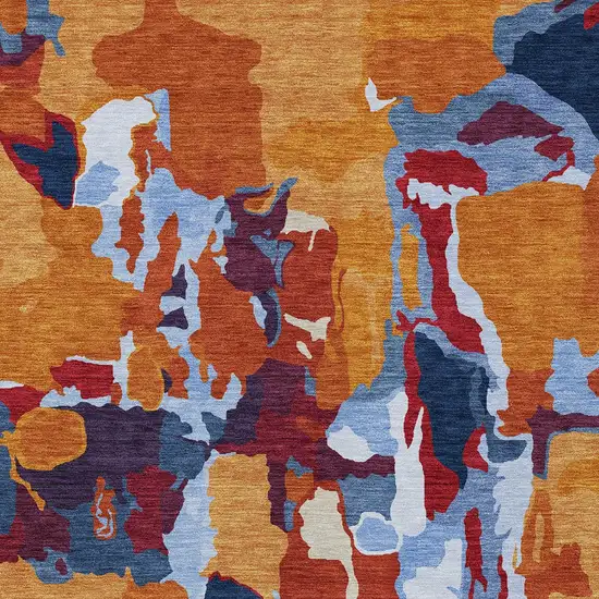 Copper Gray And Burgundy Abstract Washable Indoor Outdoor Area Rug Photo 6