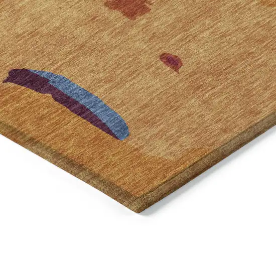 Copper Gray And Burgundy Abstract Washable Indoor Outdoor Area Rug Photo 5