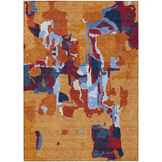 Copper Gray And Burgundy Abstract Washable Indoor Outdoor Area Rug Photo 2