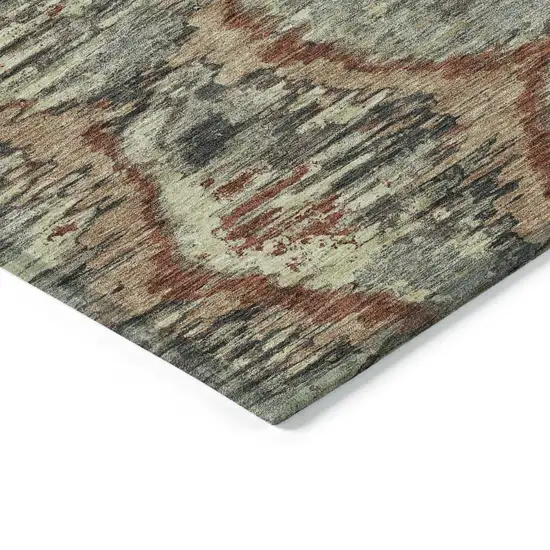 Copper Gray And Charcoal Abstract Washable Indoor Outdoor Area Rug Photo 4