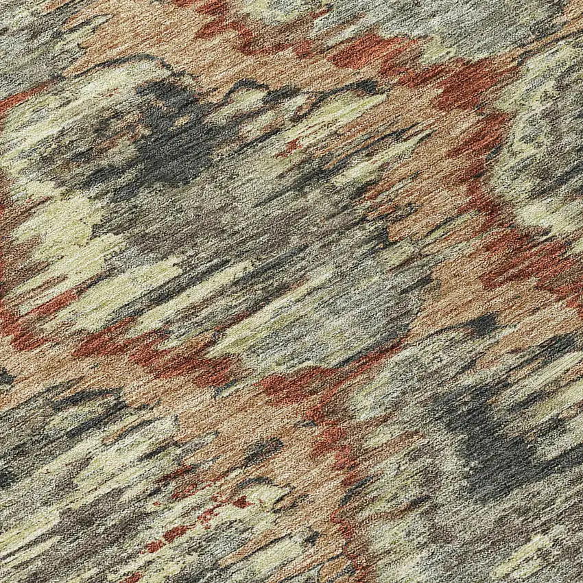 Copper Gray And Charcoal Abstract Washable Indoor Outdoor Area Rug Photo 5