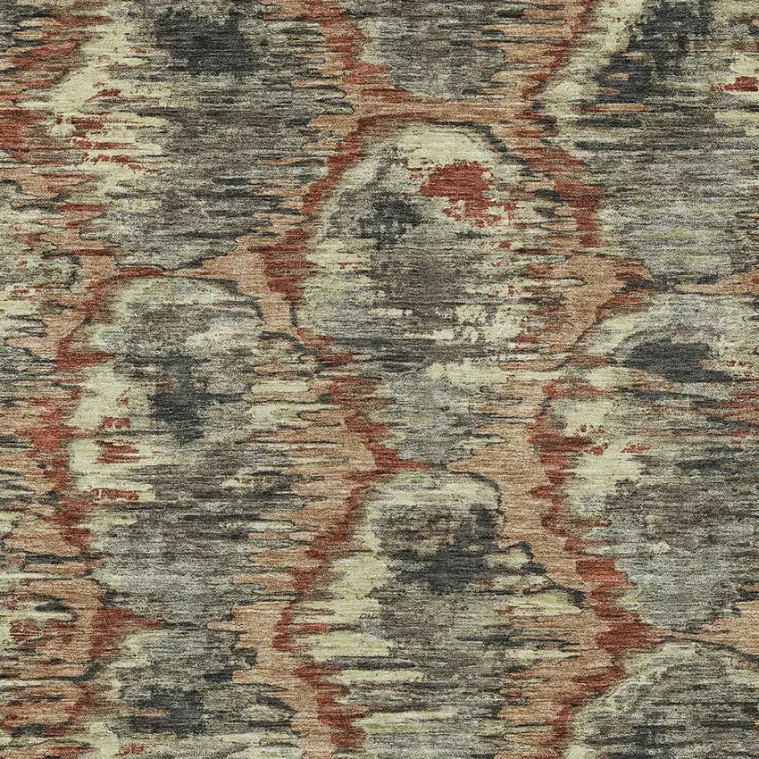 Copper Gray And Charcoal Abstract Washable Indoor Outdoor Area Rug Photo 6