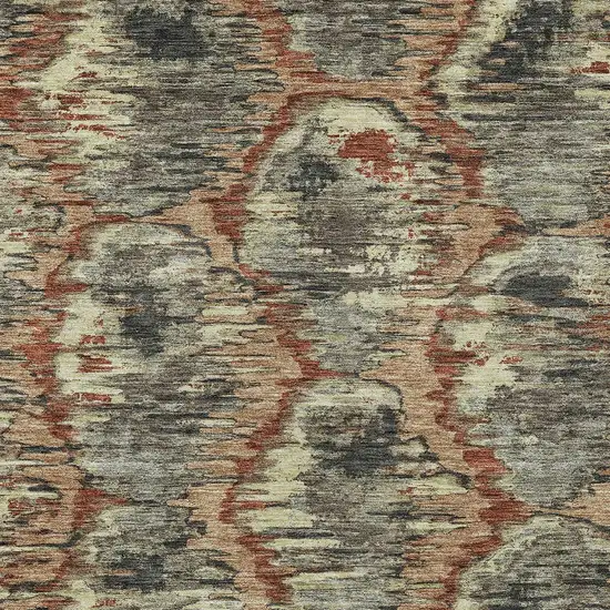 Copper Gray And Charcoal Abstract Washable Indoor Outdoor Area Rug Photo 6