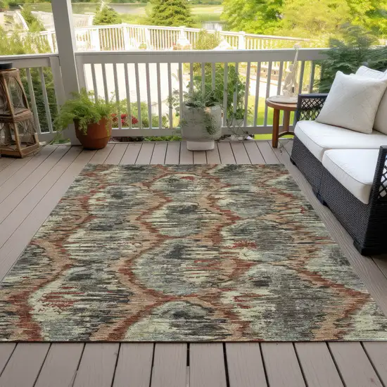 Copper Gray And Charcoal Abstract Washable Indoor Outdoor Area Rug Photo 8