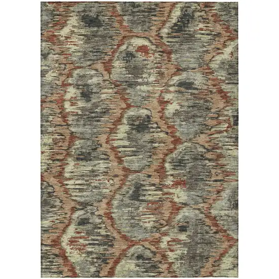 Copper Gray And Charcoal Abstract Washable Indoor Outdoor Area Rug Photo 2