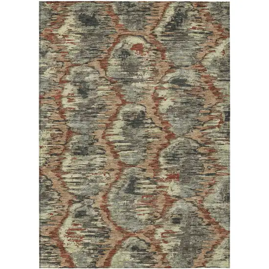 Copper Gray And Charcoal Abstract Washable Indoor Outdoor Area Rug Photo 2