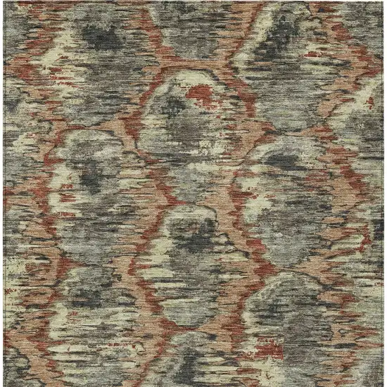 Copper Gray And Charcoal Abstract Washable Indoor Outdoor Area Rug Photo 7