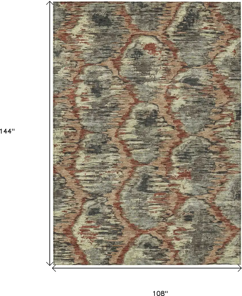 Copper Gray And Charcoal Abstract Washable Indoor Outdoor Area Rug Photo 3