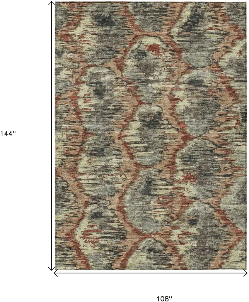 Copper Gray And Charcoal Abstract Washable Indoor Outdoor Area Rug Photo 3