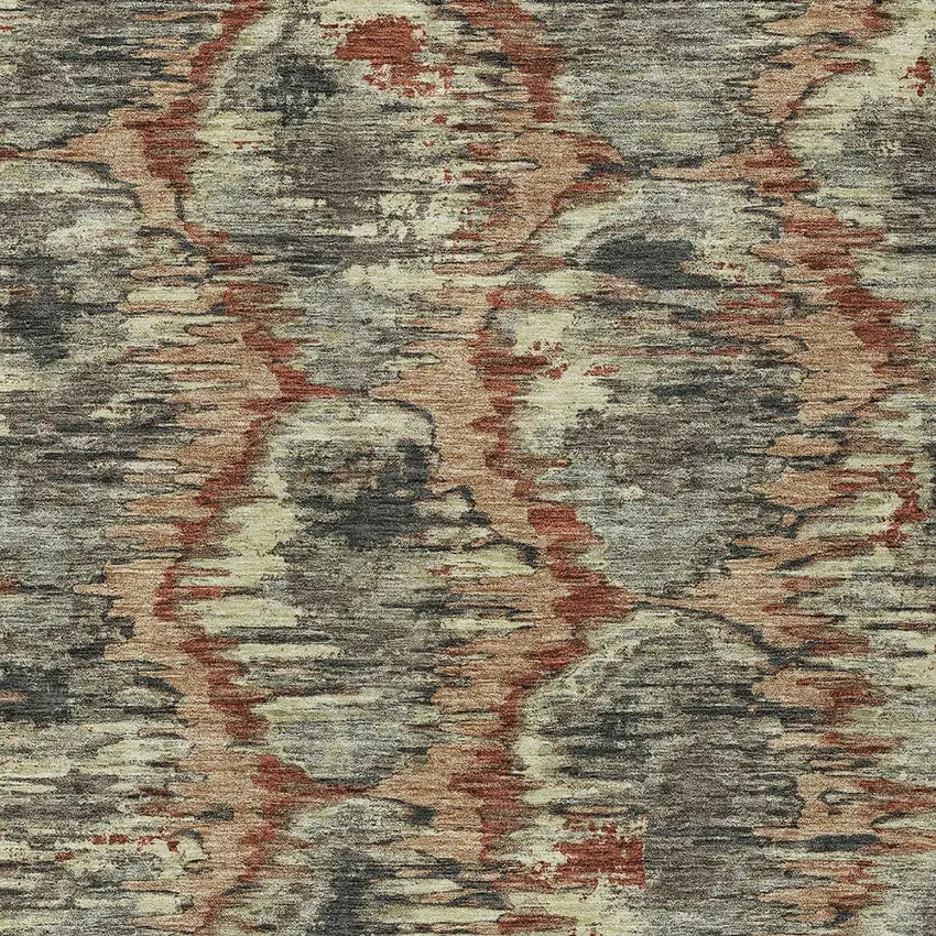 Copper Gray And Charcoal Abstract Washable Indoor Outdoor Area Rug Photo 5