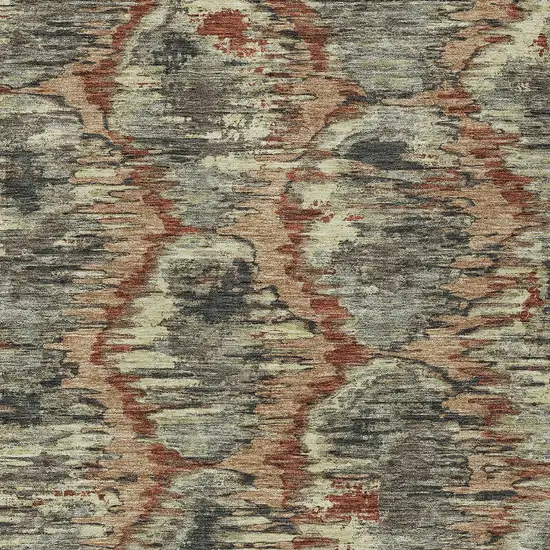 Copper Gray And Charcoal Abstract Washable Indoor Outdoor Area Rug Photo 5
