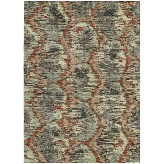 Copper Gray And Charcoal Abstract Washable Indoor Outdoor Area Rug Photo 5