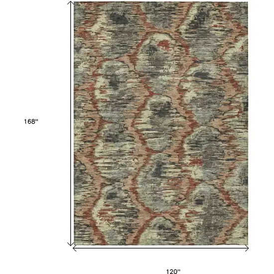 Copper Gray And Charcoal Abstract Washable Indoor Outdoor Area Rug Photo 3