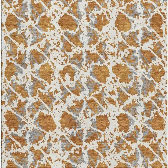 Copper Gray And Ivory Abstract Washable Area Rug With UV Protection Photo 2