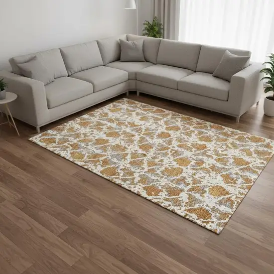 Copper Gray And Ivory Abstract Washable Area Rug With UV Protection Photo 2