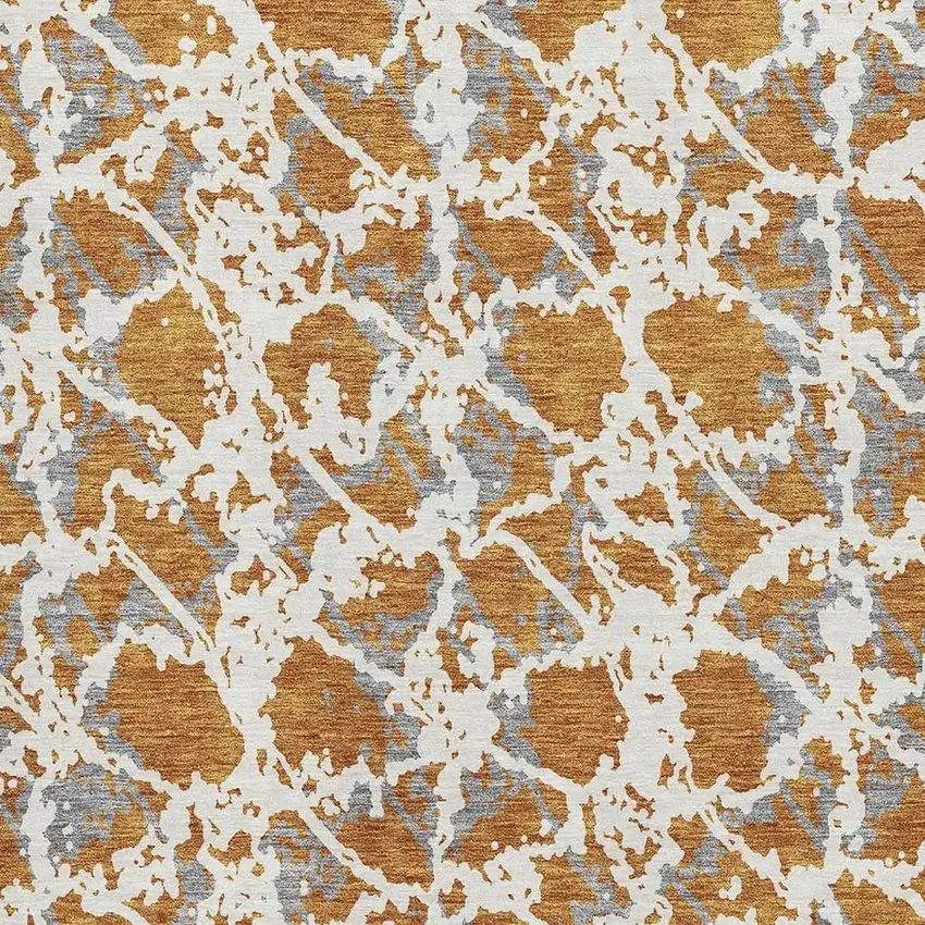 Copper Gray And Ivory Abstract Washable Area Rug With UV Protection Photo 2