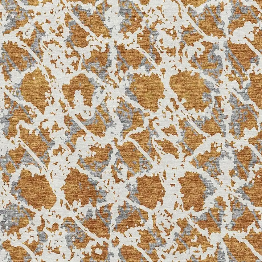 Copper Gray And Ivory Abstract Washable Area Rug With UV Protection Photo 2