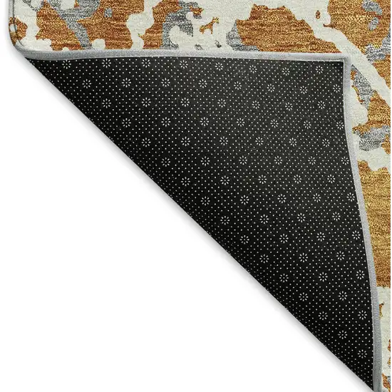 Copper Gray And Ivory Abstract Washable Area Rug With UV Protection Photo 6