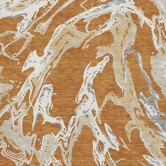 Copper Gray And Ivory Abstract Washable Area Rug With UV Protection Photo 2