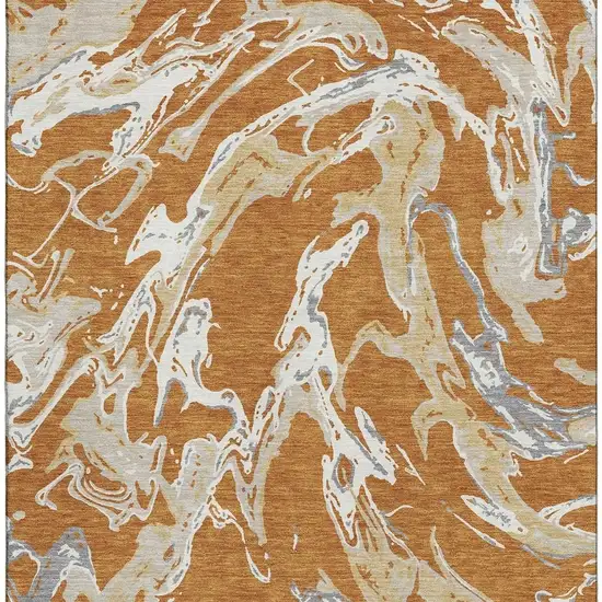 Copper Gray And Ivory Abstract Washable Area Rug With UV Protection Photo 2
