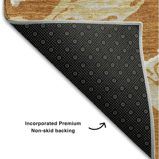 Copper Gray And Ivory Abstract Washable Area Rug With UV Protection Photo 5