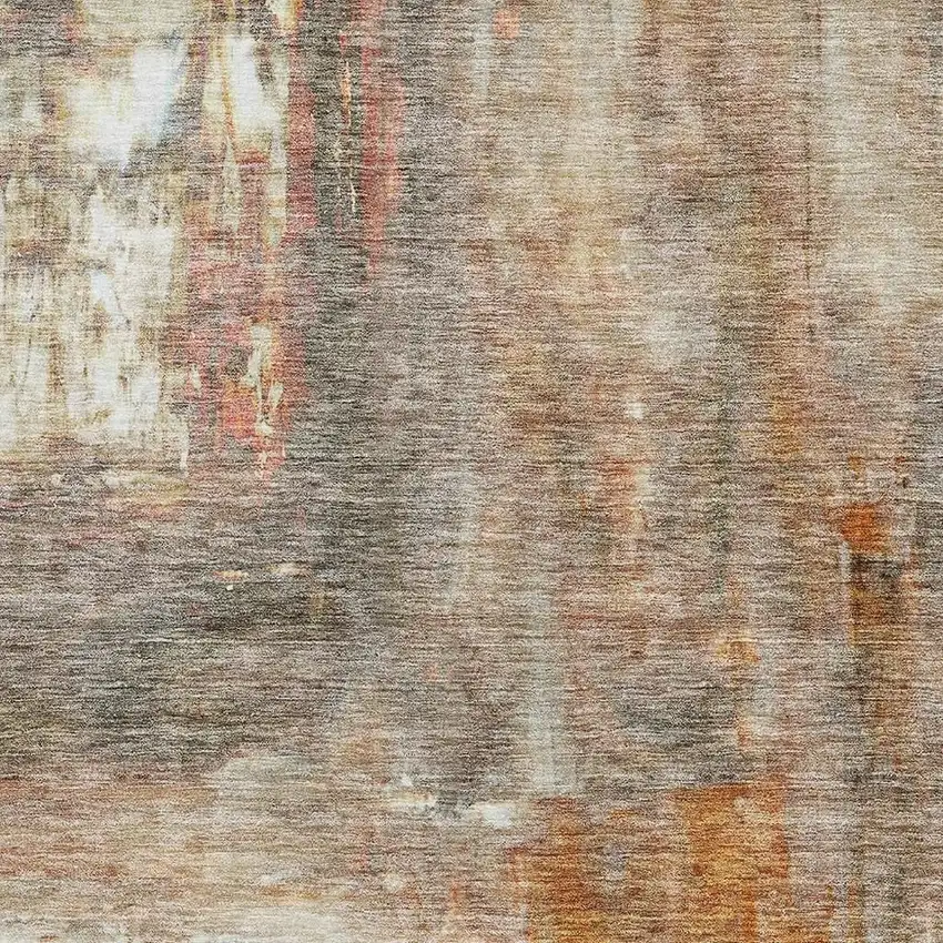 Copper Gray And Ivory Abstract Washable Area Rug With UV Protection Photo 3