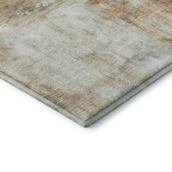 Copper Gray And Ivory Abstract Washable Area Rug With UV Protection Photo 5
