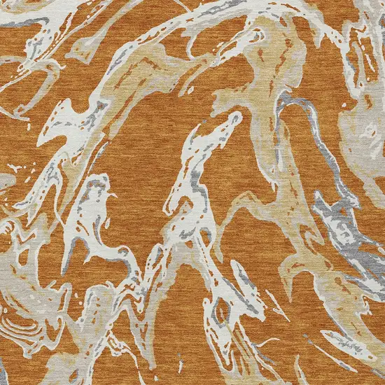 Copper Gray And Ivory Abstract Washable Indoor Outdoor Area Rug Photo 6