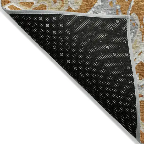 Copper Gray And Ivory Abstract Washable Indoor Outdoor Area Rug Photo 4