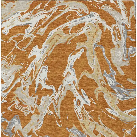 Copper Gray And Ivory Abstract Washable Indoor Outdoor Area Rug Photo 8