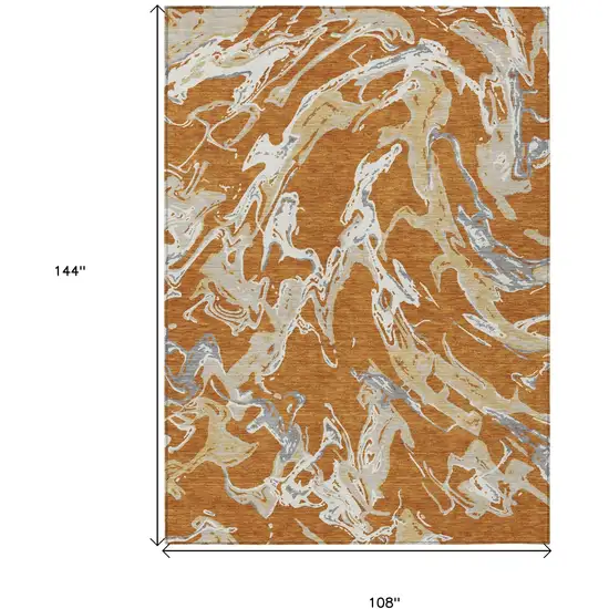 Copper Gray And Ivory Abstract Washable Indoor Outdoor Area Rug Photo 3