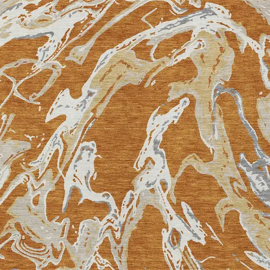 Copper Gray And Ivory Abstract Washable Indoor Outdoor Area Rug Photo 6