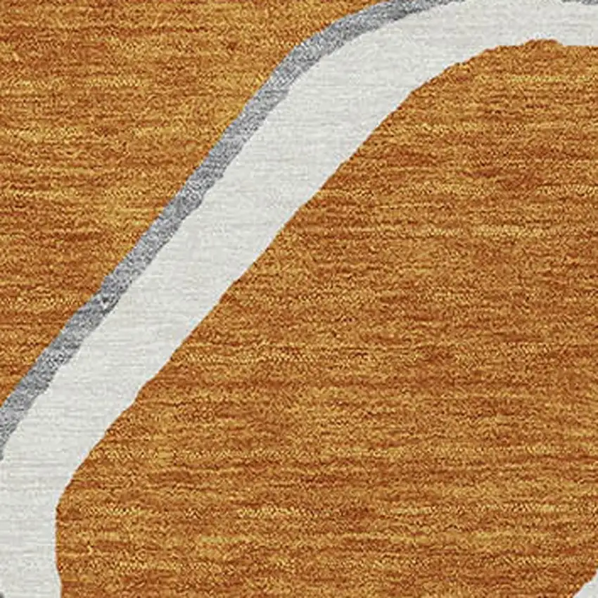 Copper Gray And Ivory Abstract Washable Indoor Outdoor Area Rug Photo 5