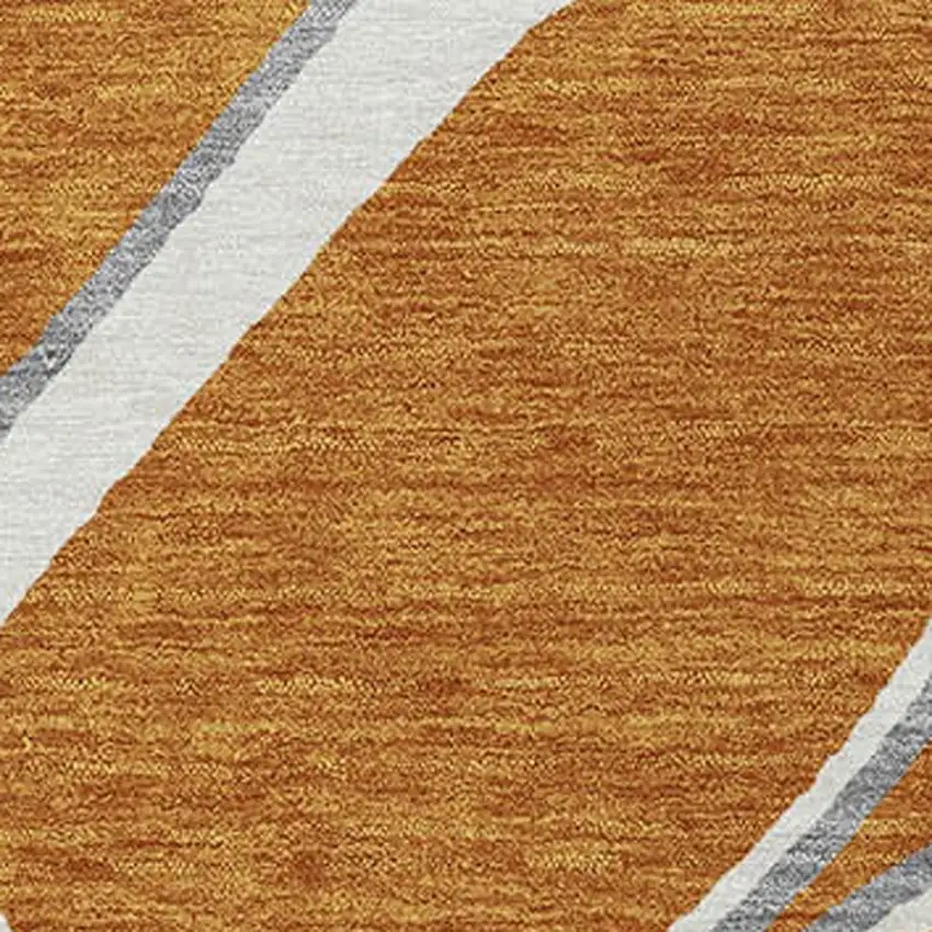 Copper Gray And Ivory Abstract Washable Indoor Outdoor Area Rug Photo 5