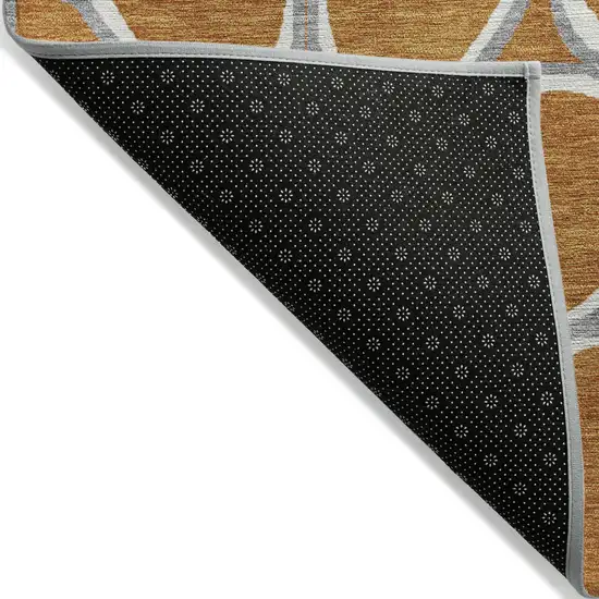 Copper Gray And Ivory Abstract Washable Indoor Outdoor Area Rug Photo 3