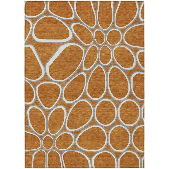 Copper Gray And Ivory Abstract Washable Indoor Outdoor Area Rug Photo 2