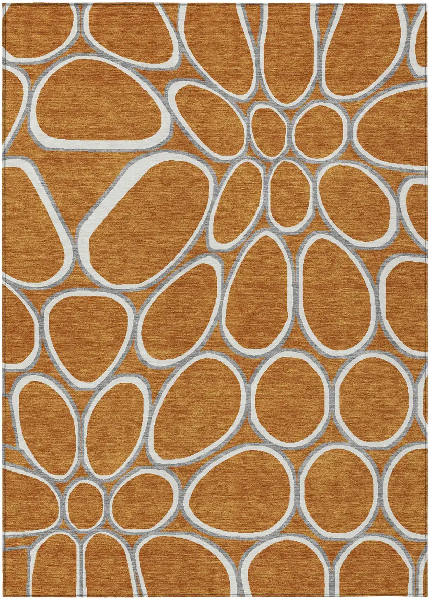 Copper Gray And Ivory Abstract Washable Indoor Outdoor Area Rug Photo 2
